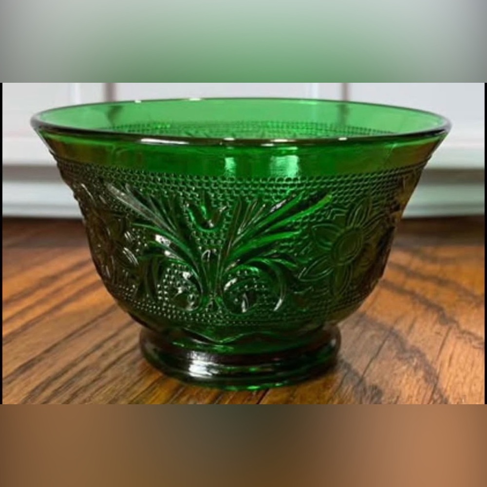 Anchor Hocking Emerald Green Sandwich Glass Small Bowl & Plate